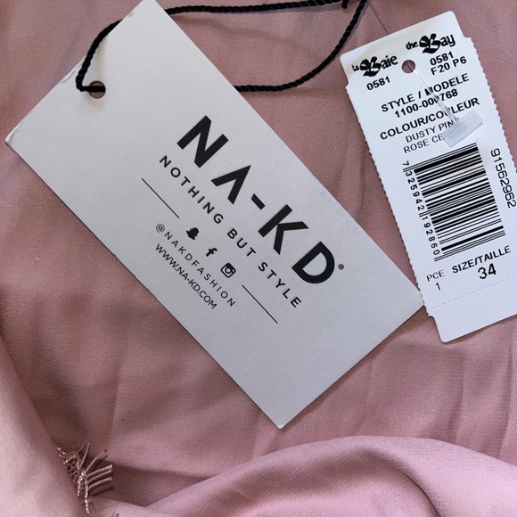 NA-KD Dusty Pink Plain Lace Singlet Spaghetti Strap Top - Picture 6 of 6